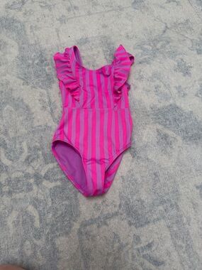 Cat & Jack Girls Pink and Magenta Striped One-Piece Swimsuit